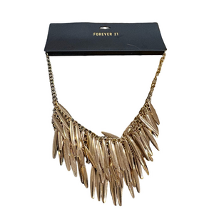 Forever 21 Gold Statement Necklace NWT Fringe Bib Collar Bold Glam
